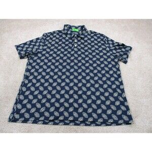 UNTUCKit Polo Shirt Mens Extra Large Blue Cotton Geometric All Over Print Golf